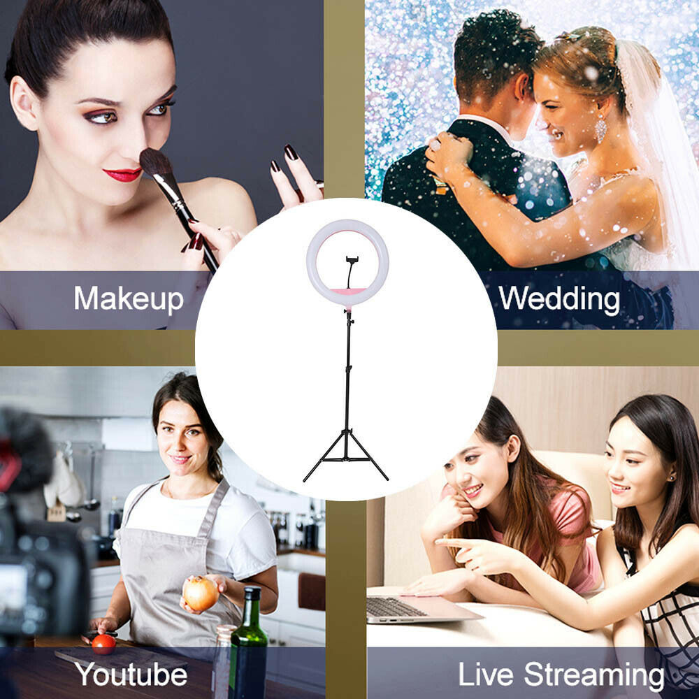 8 LED Ring Light Dimmable Lighting Kit Phone Selfie 40cm Tripod Makeup