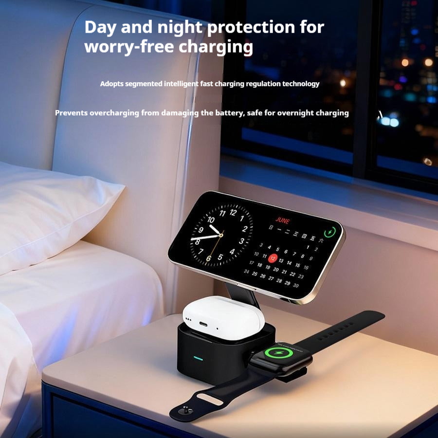 25W 3-in-1 MagSafe Wireless Charger — Foldable Travel Station