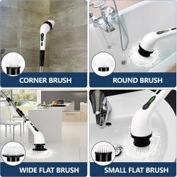 9in1 Electric Spin Scrubber Turbo Scrub Cleaning Brush Cordless Charge