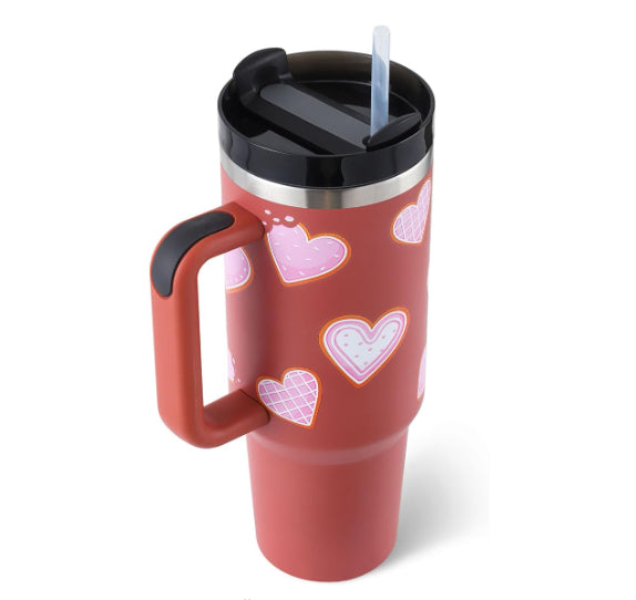 40 Oz Tumbler With Handle Straw Insulated Stainless Steel Spill Proof