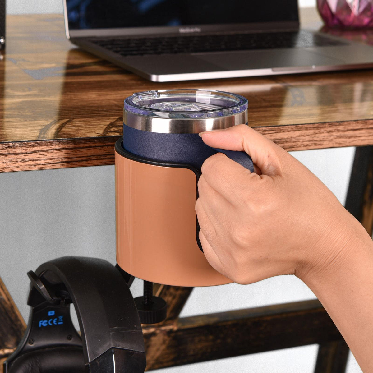 Metal Headphone Stand — Rotating Desk Mount for Gaming