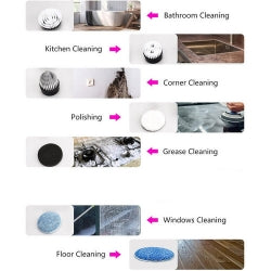9in1 Electric Spin Scrubber Turbo Scrub Cleaning Brush Cordless Charge