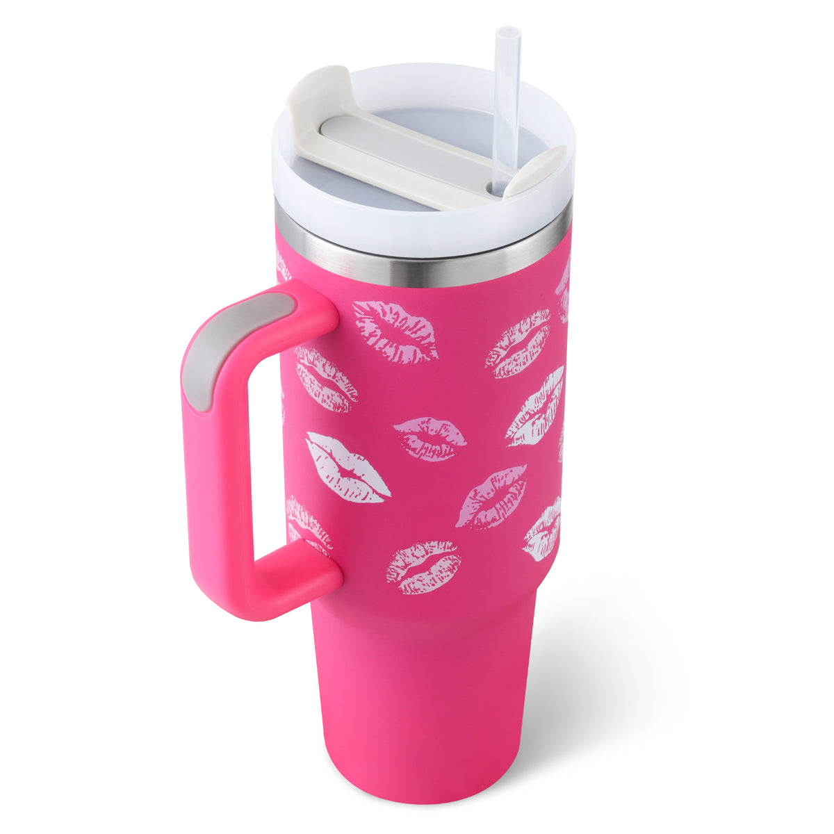 40 Oz Tumbler With Handle Straw Insulated Stainless Steel Spill Proof