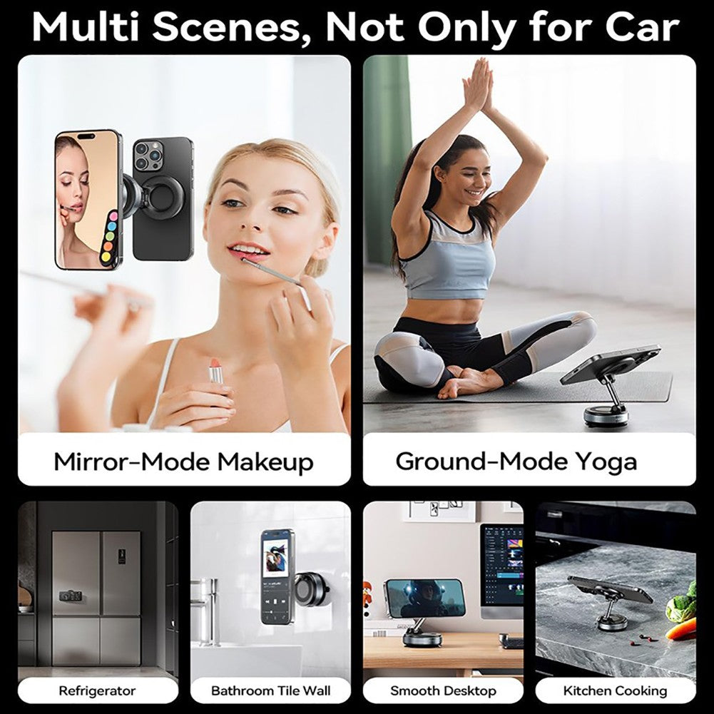 360 Foldable Vacuum Phone Holder - Strong Magnetic Suction Cup Car Mount
