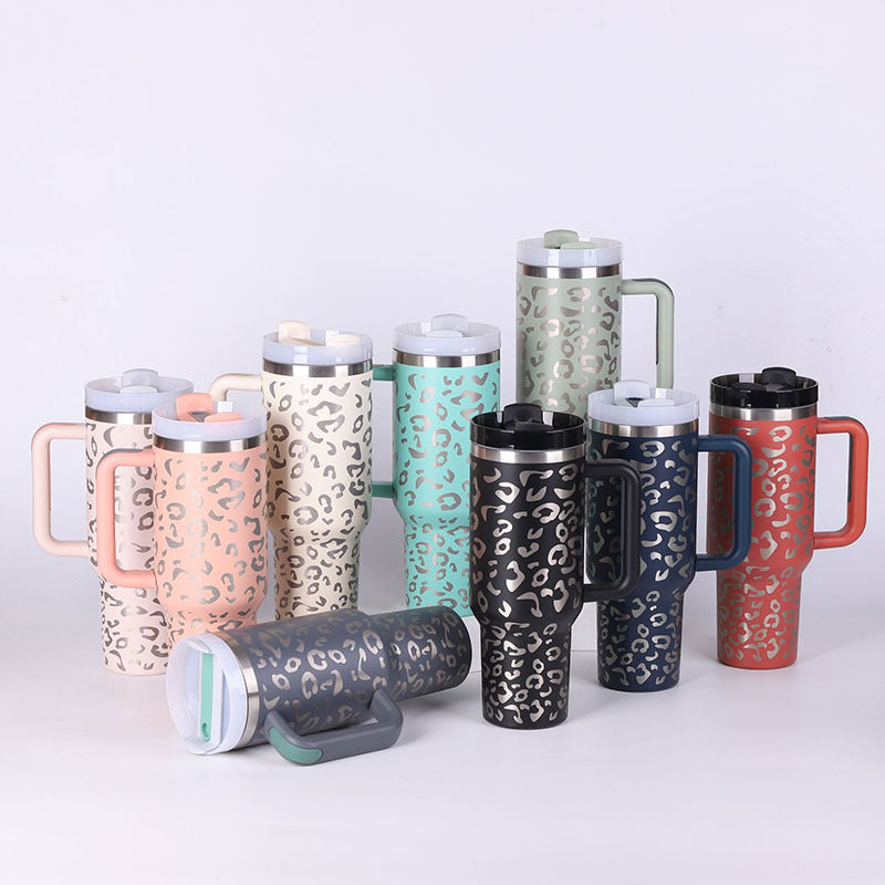 40 Oz Tumbler With Handle Straw Insulated Stainless Steel Spill Proof
