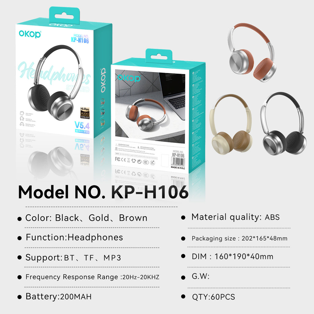 KP-H106 In-Stock Bluetooth Headphones New Retro Style Active Noise Can