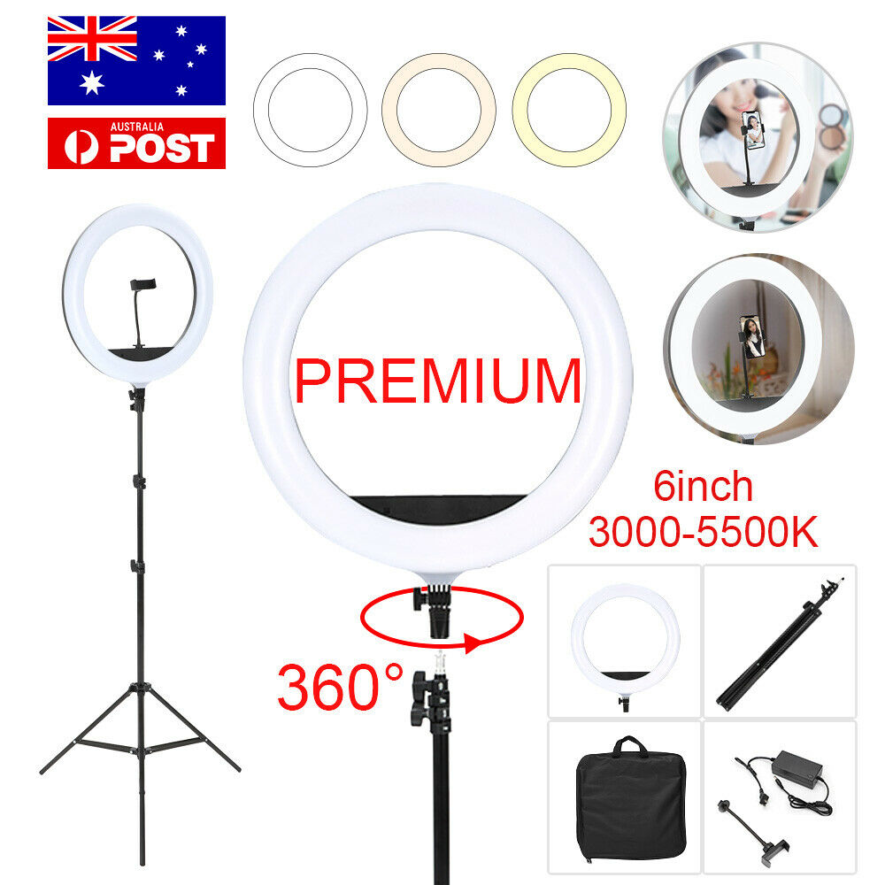8 LED Ring Light Dimmable Lighting Kit Phone Selfie 40cm Tripod Makeup