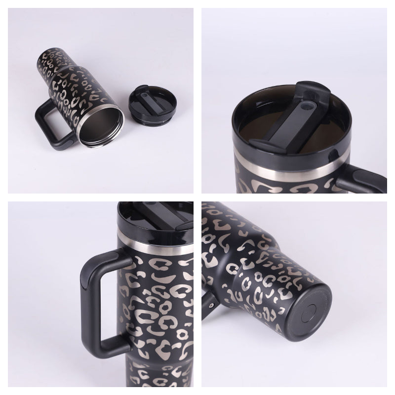 40 Oz Tumbler With Handle Straw Insulated Stainless Steel Spill Proof