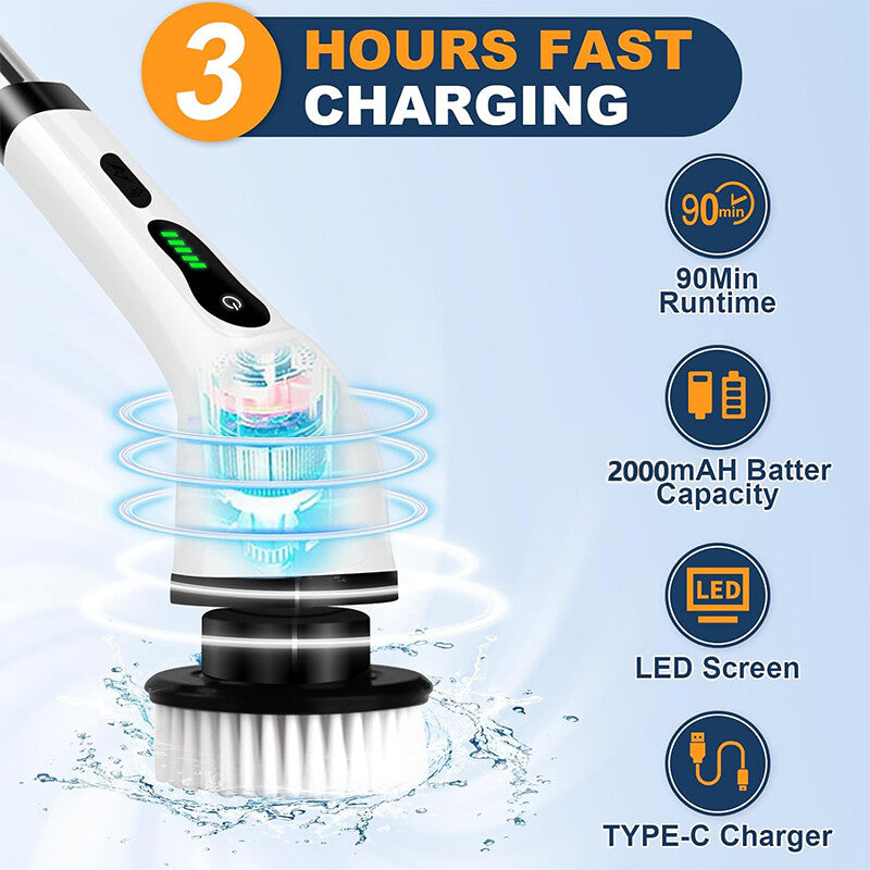 Cordless Electric Spin Scrubber Turbo Scrub Cleaning Brushs Chargeable