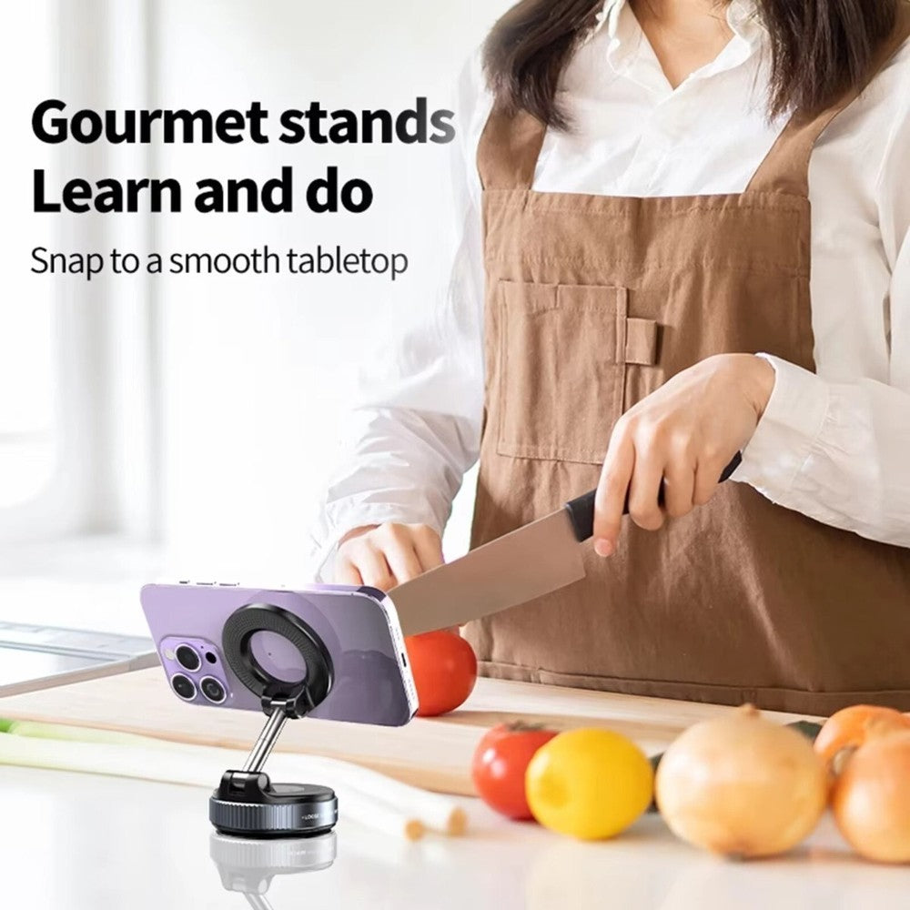 360 Foldable Vacuum Phone Holder - Strong Magnetic Suction Cup Car Mount