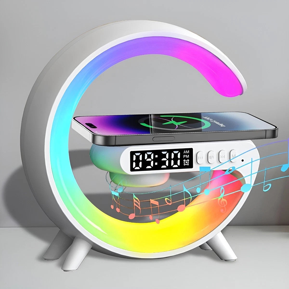 LED Smart G Lamp — Wireless Charger + Bluetooth Speaker + Night Light